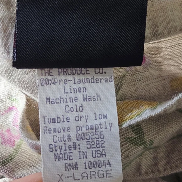 Produce Company Vintage Floral Linen Overalls XL Oatmeal Flax - Picture 7 of 7